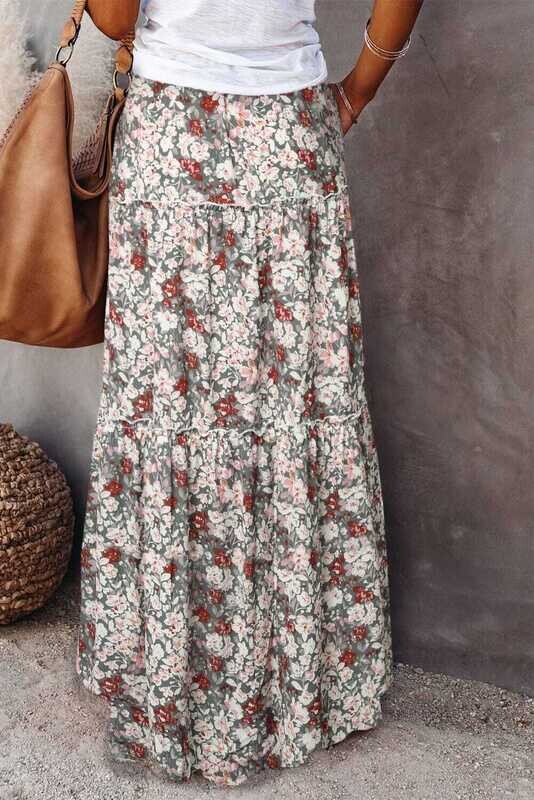 Floral Pocketed Maxi Skirt