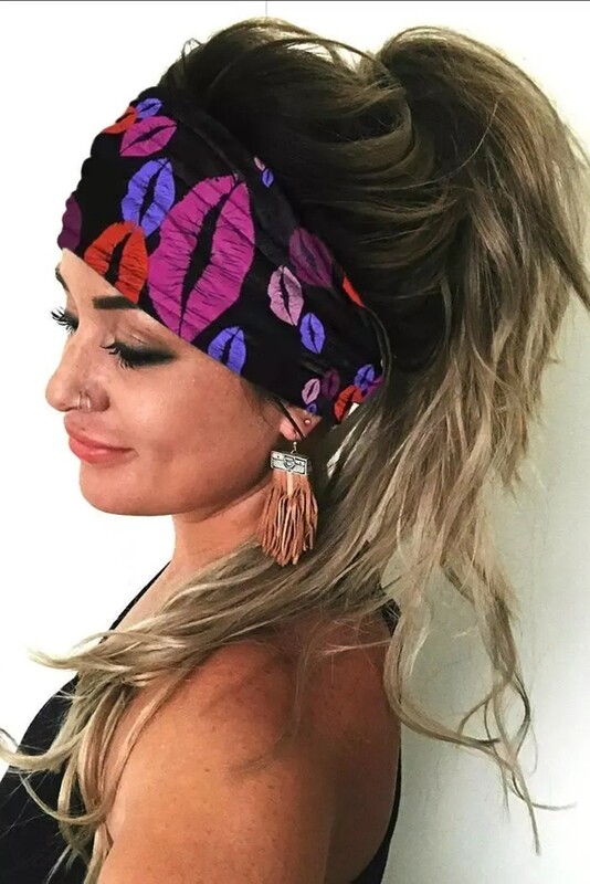 Lips Print Elastic Headwrap