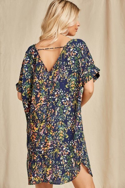 Navy Floral Tunic Dress