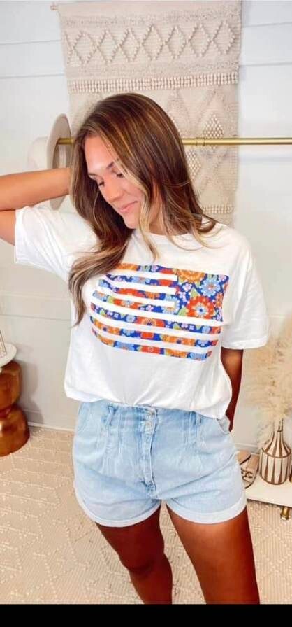 Floral Flag Tee