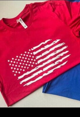 Distressed Flag Tee Red