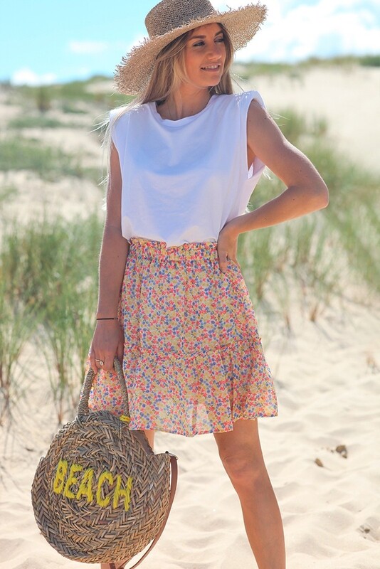 Floral Print Elastic Waist Skirt