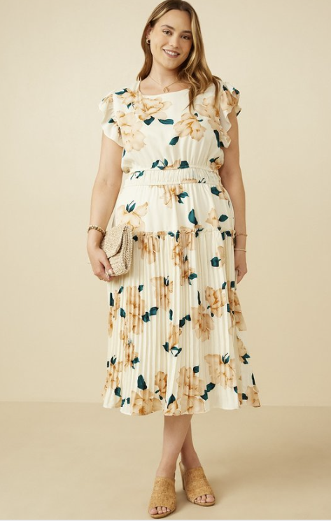 Pleated Floral Dress