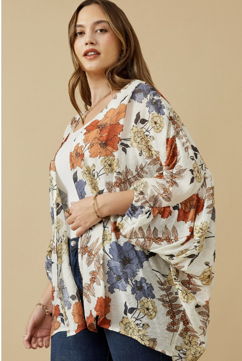 Floral Cardigan *Woven Textured