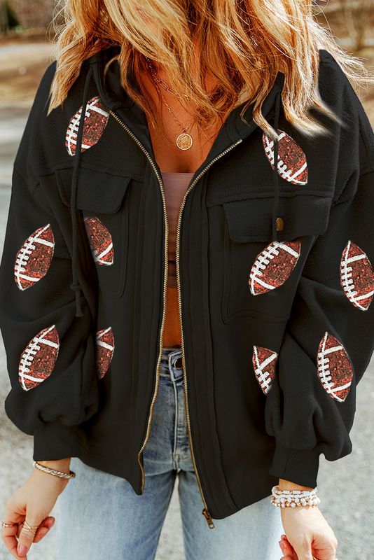 Black sequins football jacket