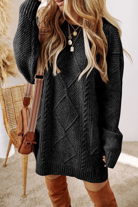 Black Loose Fit Sweater Dress