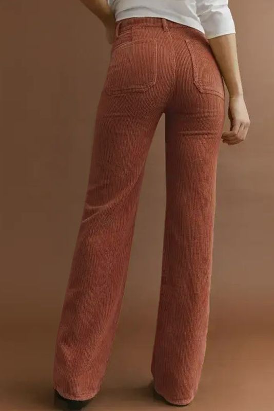 Rust High Waist Corduroy Pants