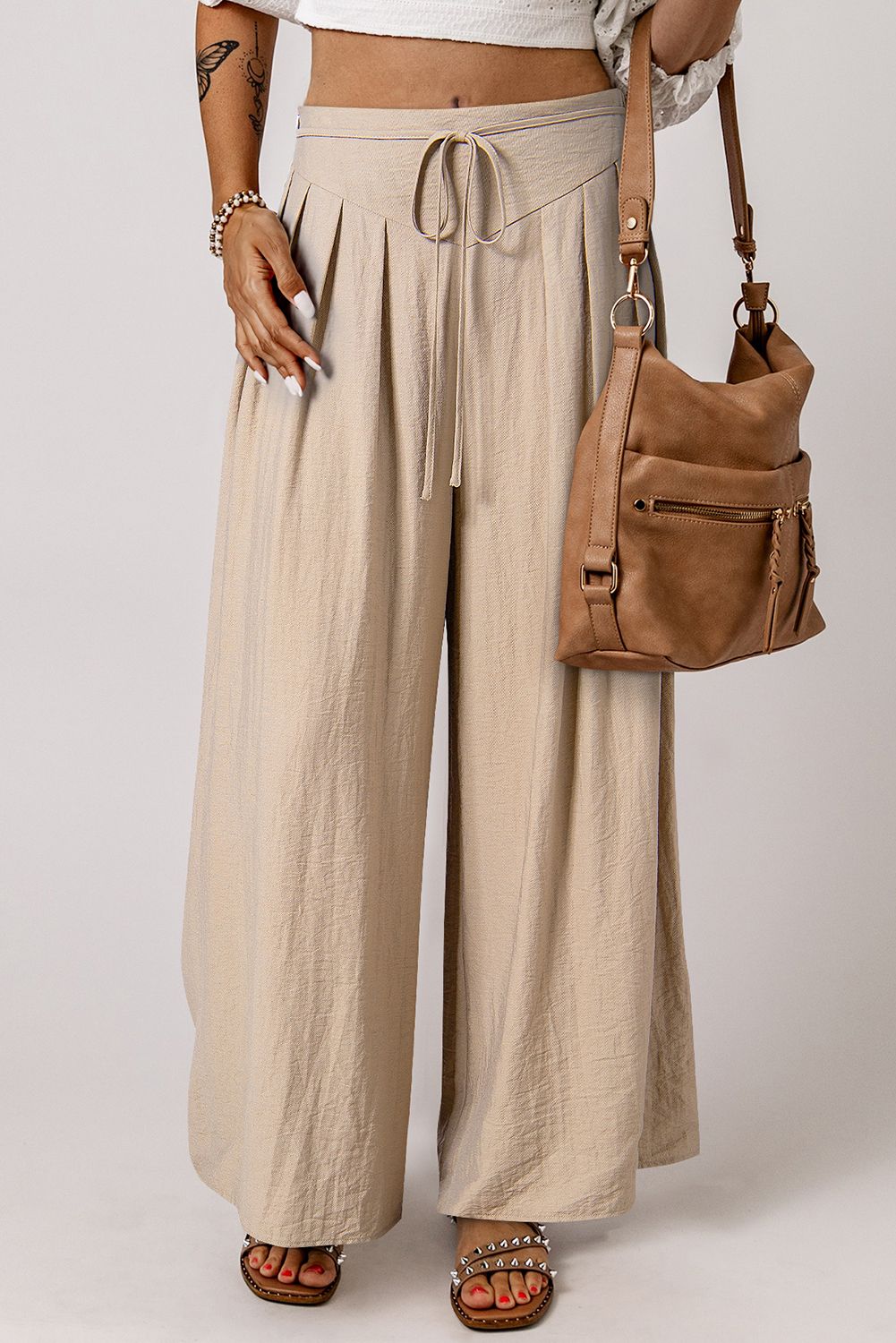 Beige Drawstring Pants