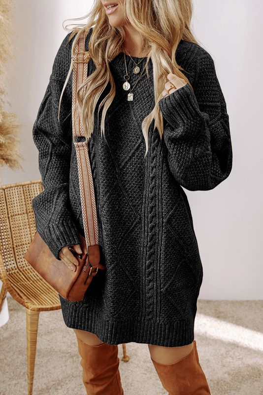 Black Loose Fit Sweater Dress