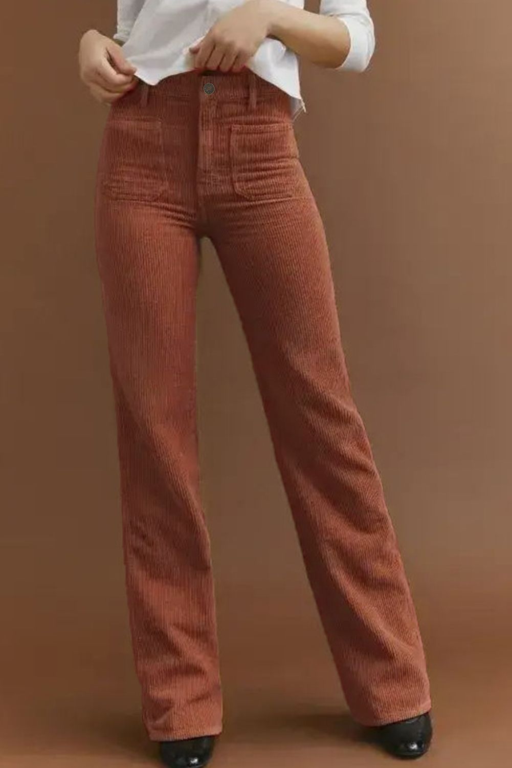 Rust High Waist Corduroy Pants