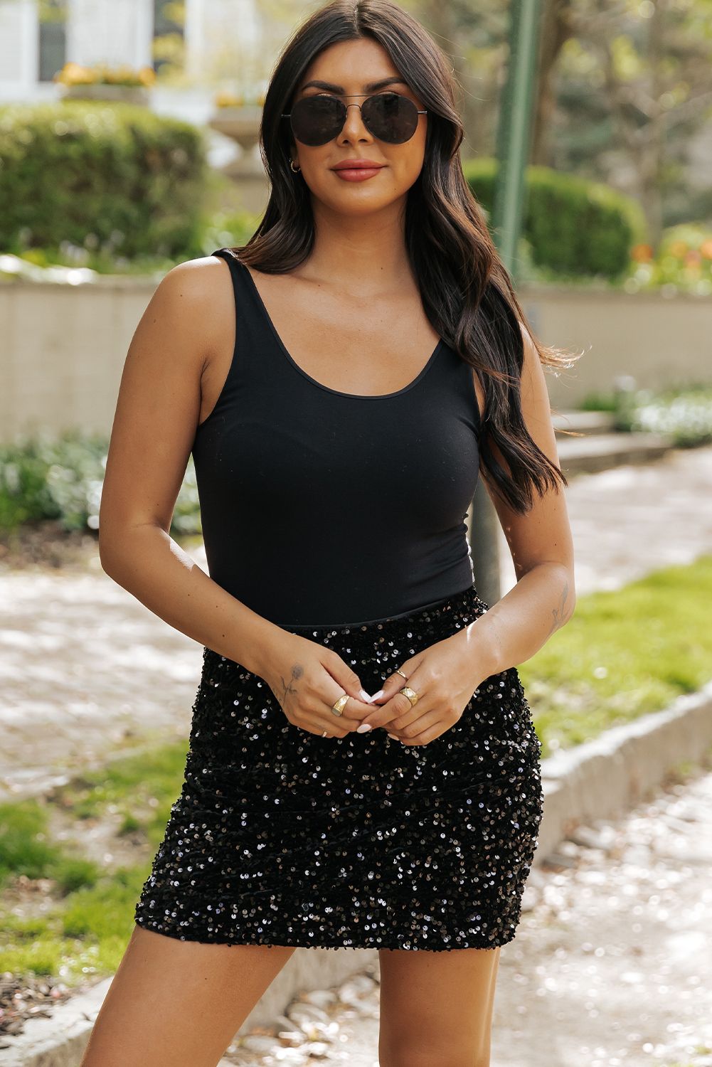 Black Sequin Skirt