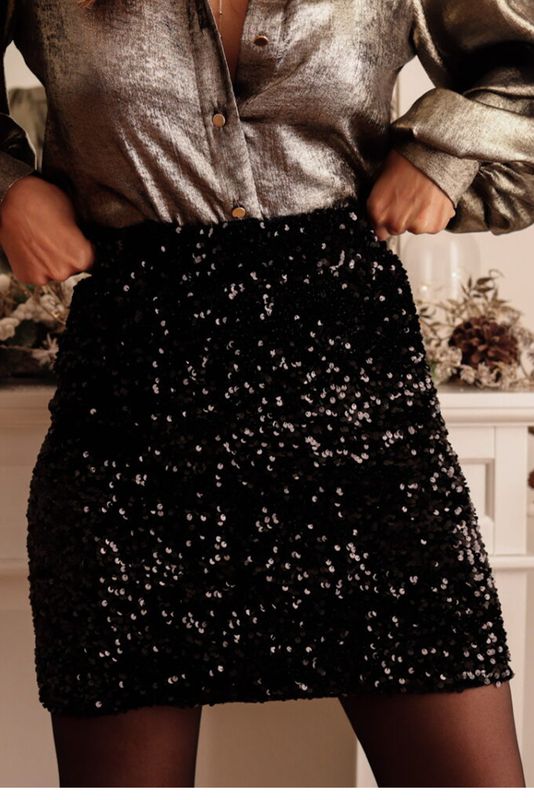 Black Sequin Skirt