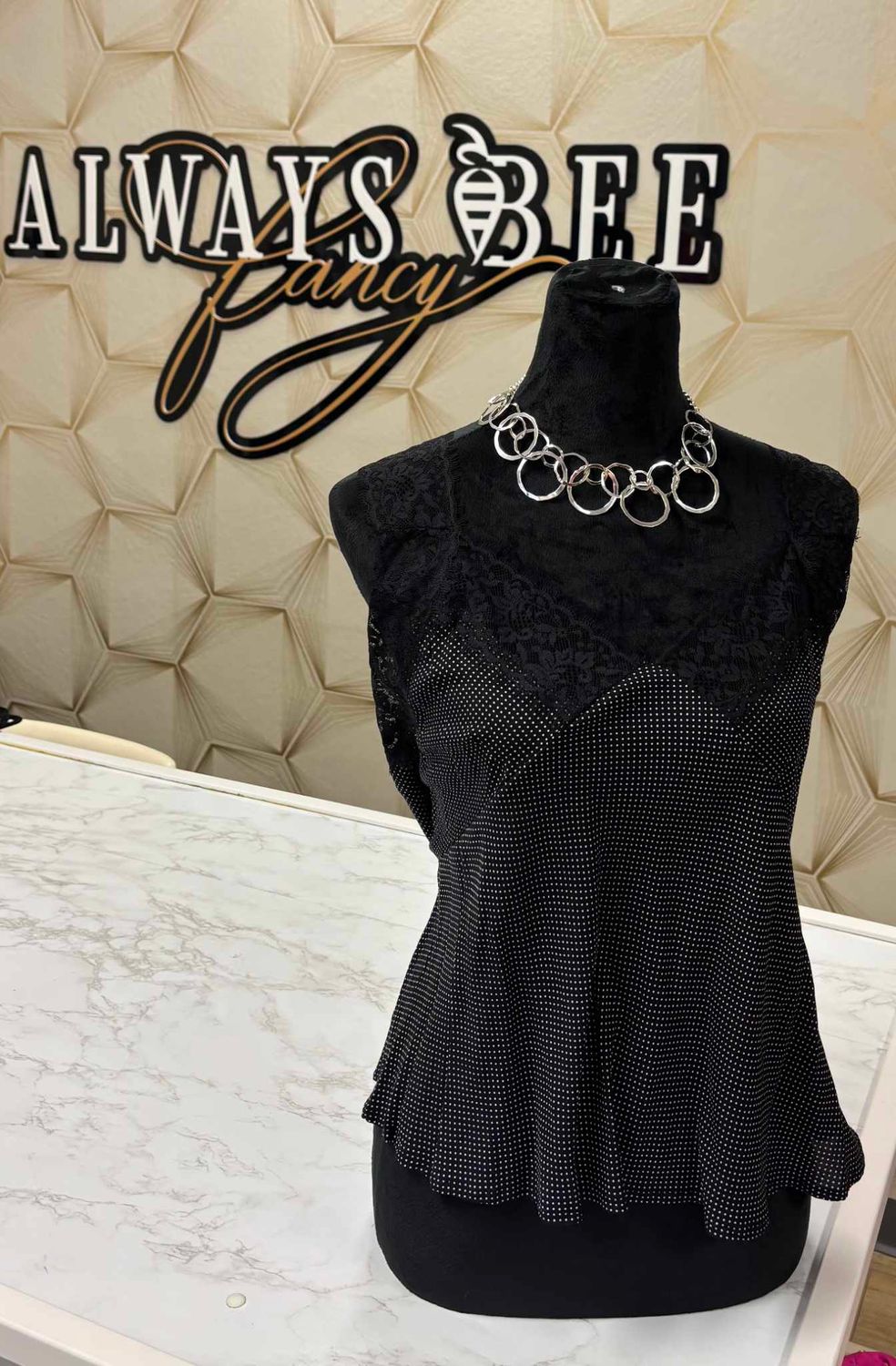 Black Polka Dot Tank Top