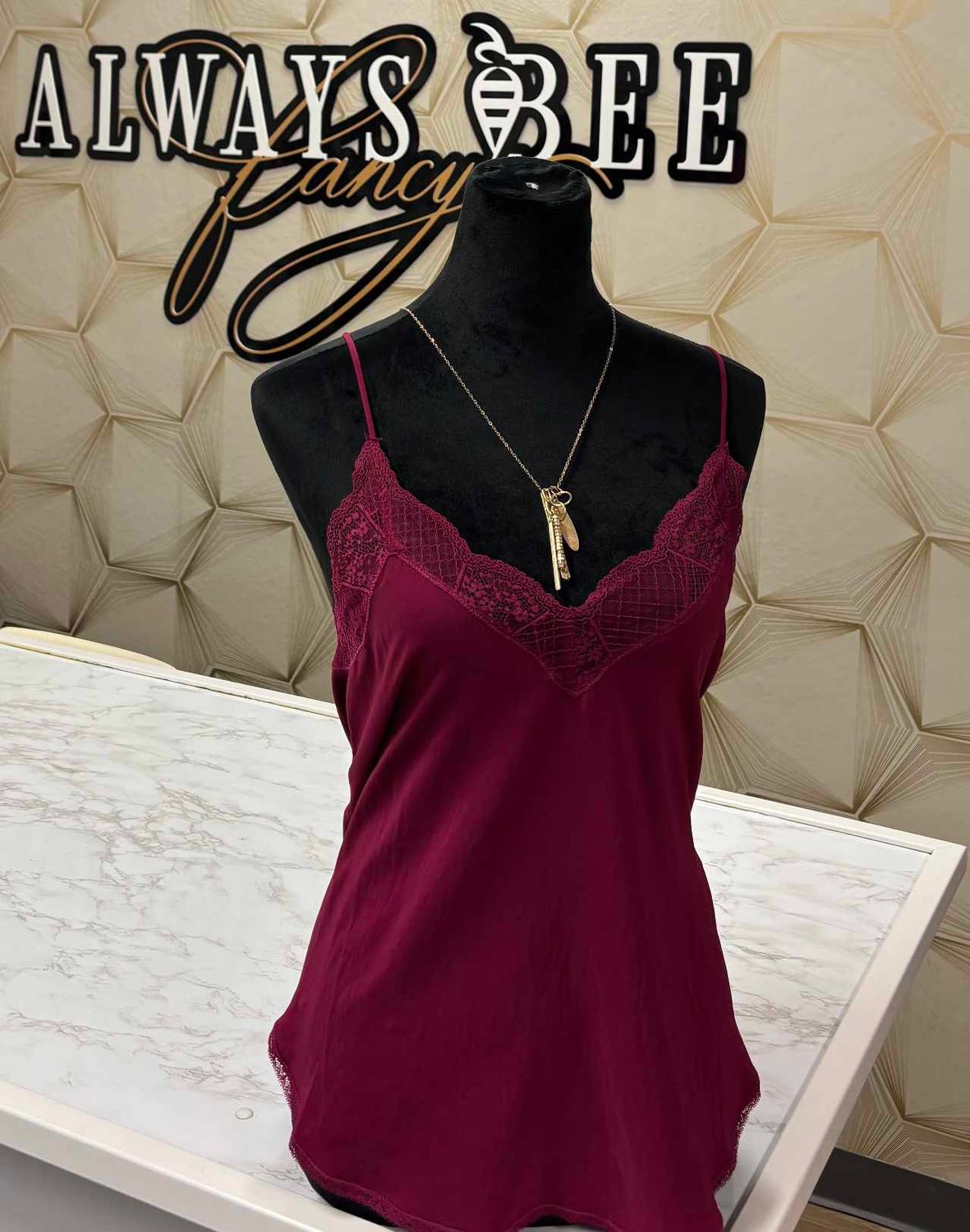 Pink Lace Tank Top