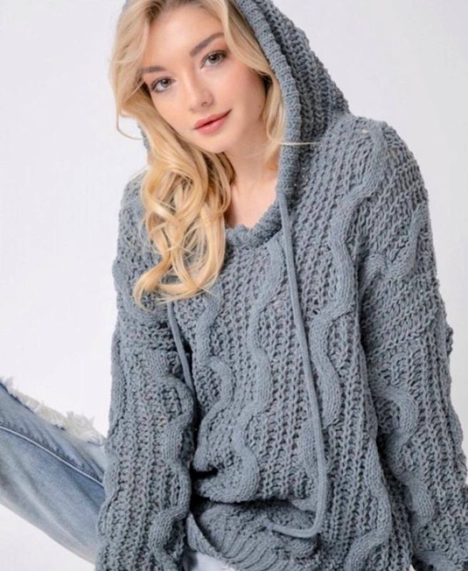 Grey Knitted Hoodie