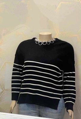 Black and White Striped Sweater