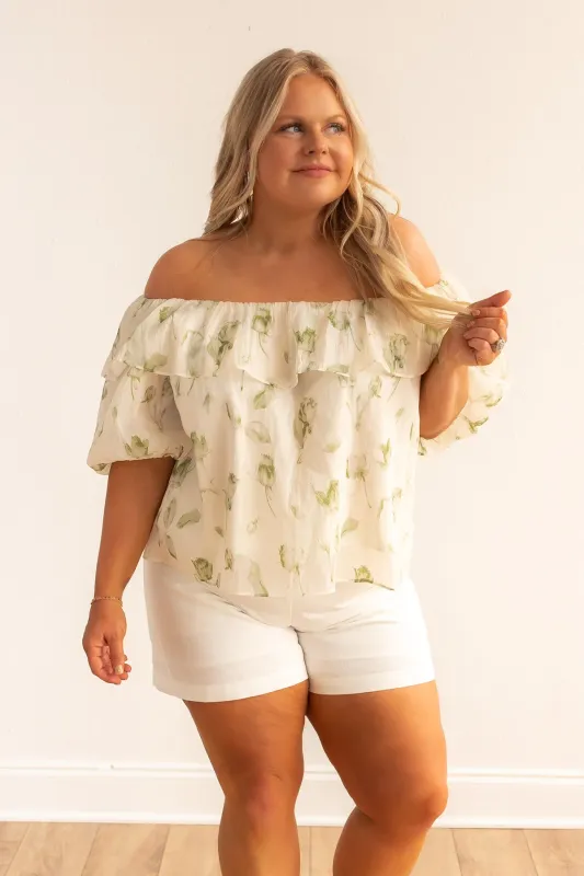 Southern Grace Cream & Sage Top