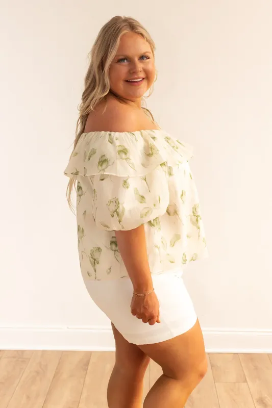 Southern Grace Cream & Sage Top