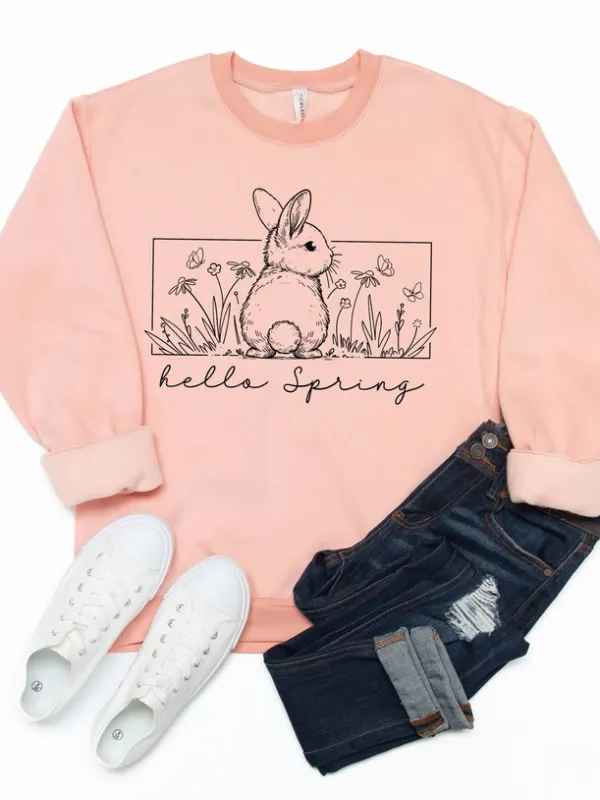 Hello Spring Bunny Sweatshirt