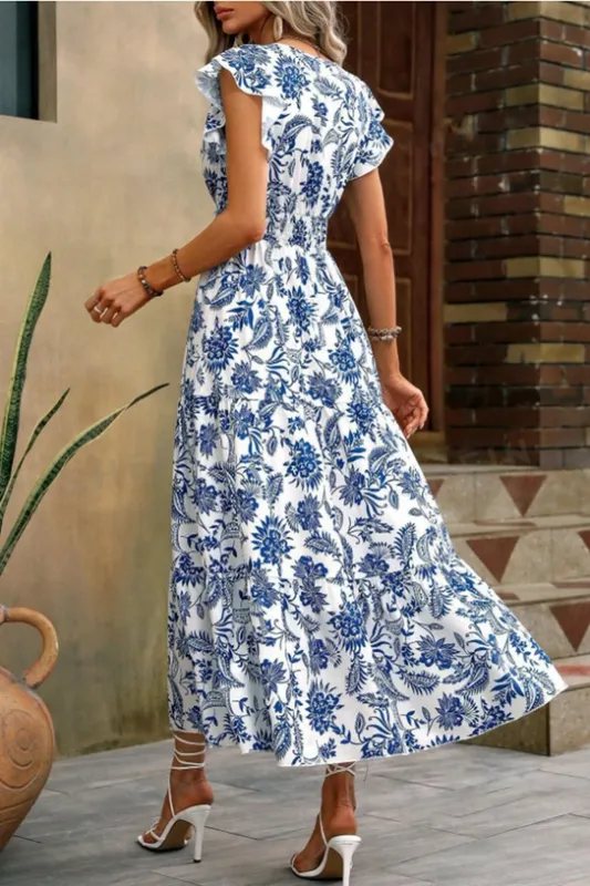 Floral Print Dress w/ Butterfly Sleeves