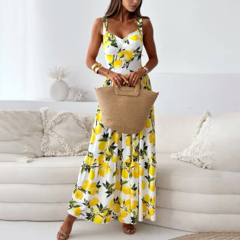 Lemon Halter Waist Dress