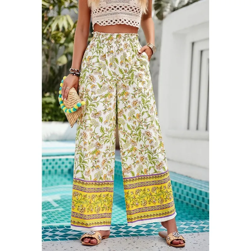 Floral High Waist Wide Leg Pant