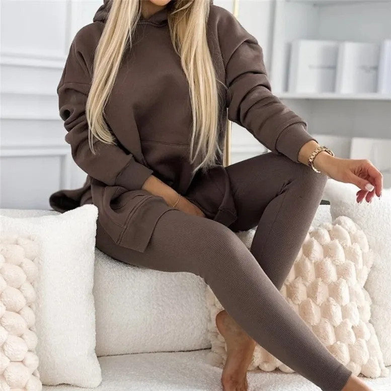 Hoodie and Ribbed Pants Set