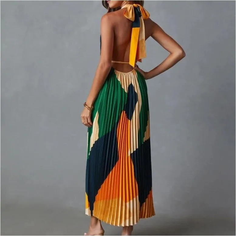 Open Back Pleated Dress