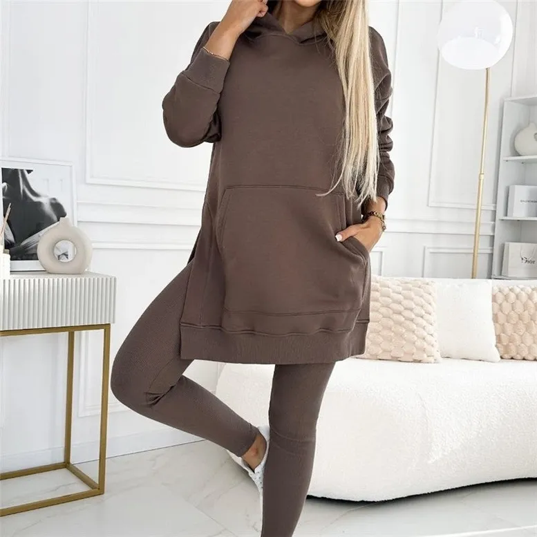 Hoodie and Ribbed Pants Set