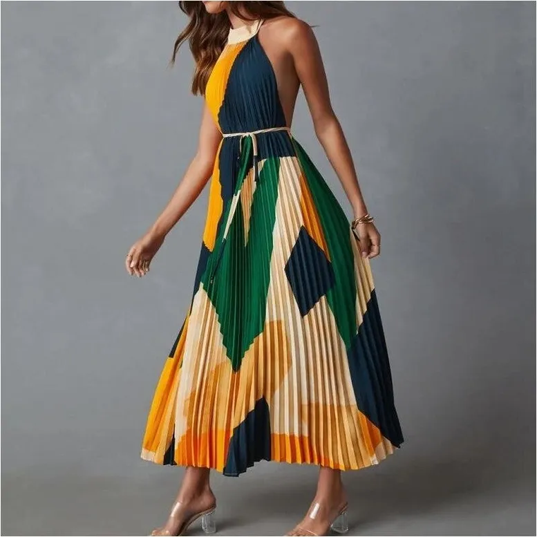 Open Back Pleated Dress