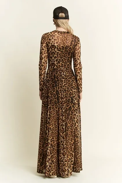 Animal Print Mesh Mock