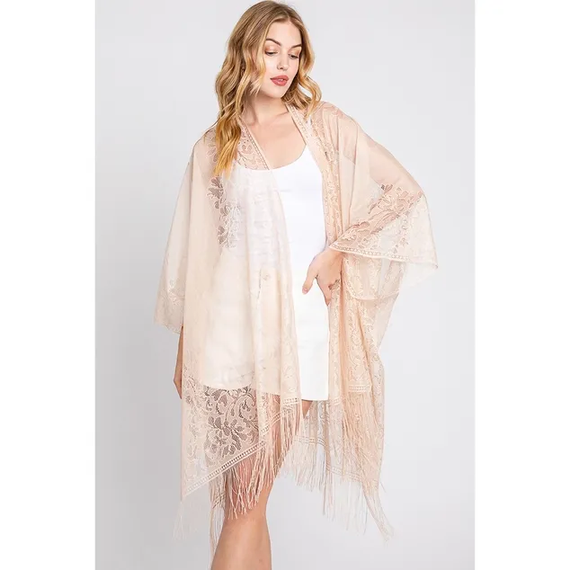 Flower Embroidered Sheer Kimono