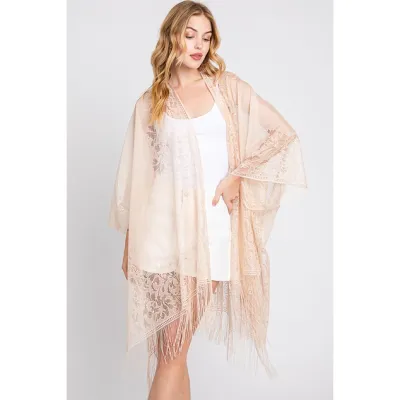 Flower Embroidered Sheer Kimono
