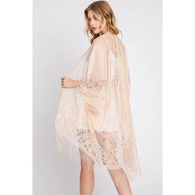 Flower Embroidered Sheer Kimono