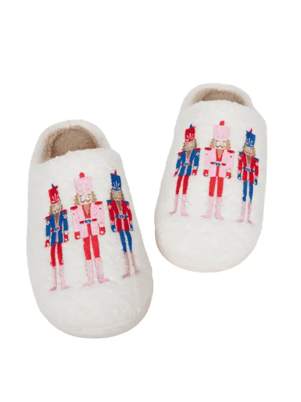 Nutcrackers Christmas Holiday Sherpa Slippers