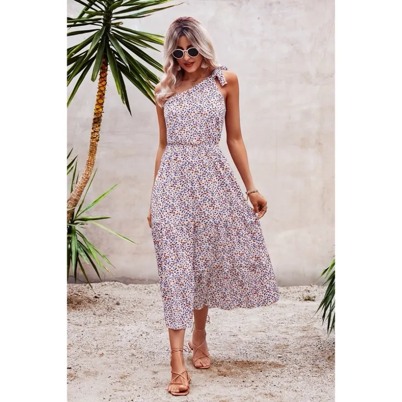 One Shoulder Floral Dress