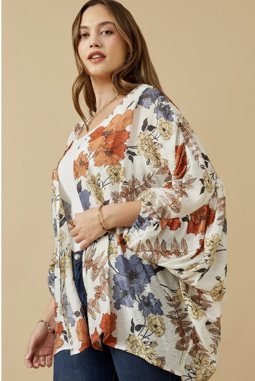Floral Cardigan *Woven Textured