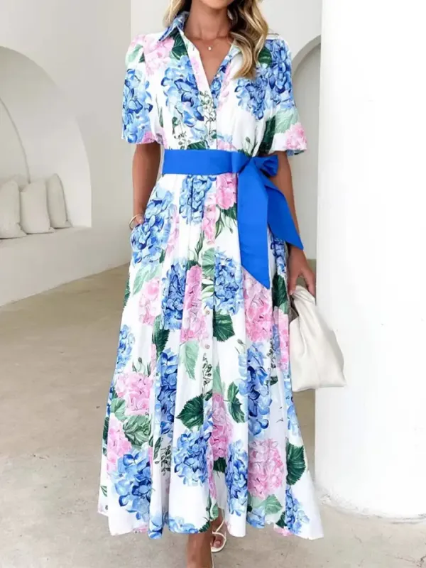 Boho Hydrangea Dress w/Belt