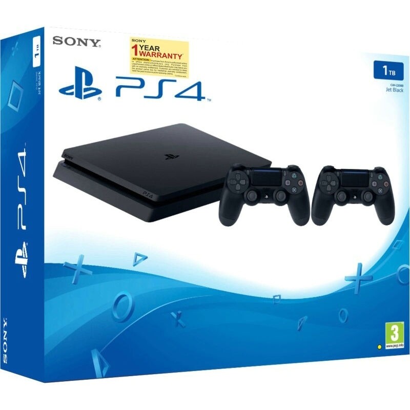 Sony PS4 1 TB Jet Black, Extra Dual Shock 4 Controller