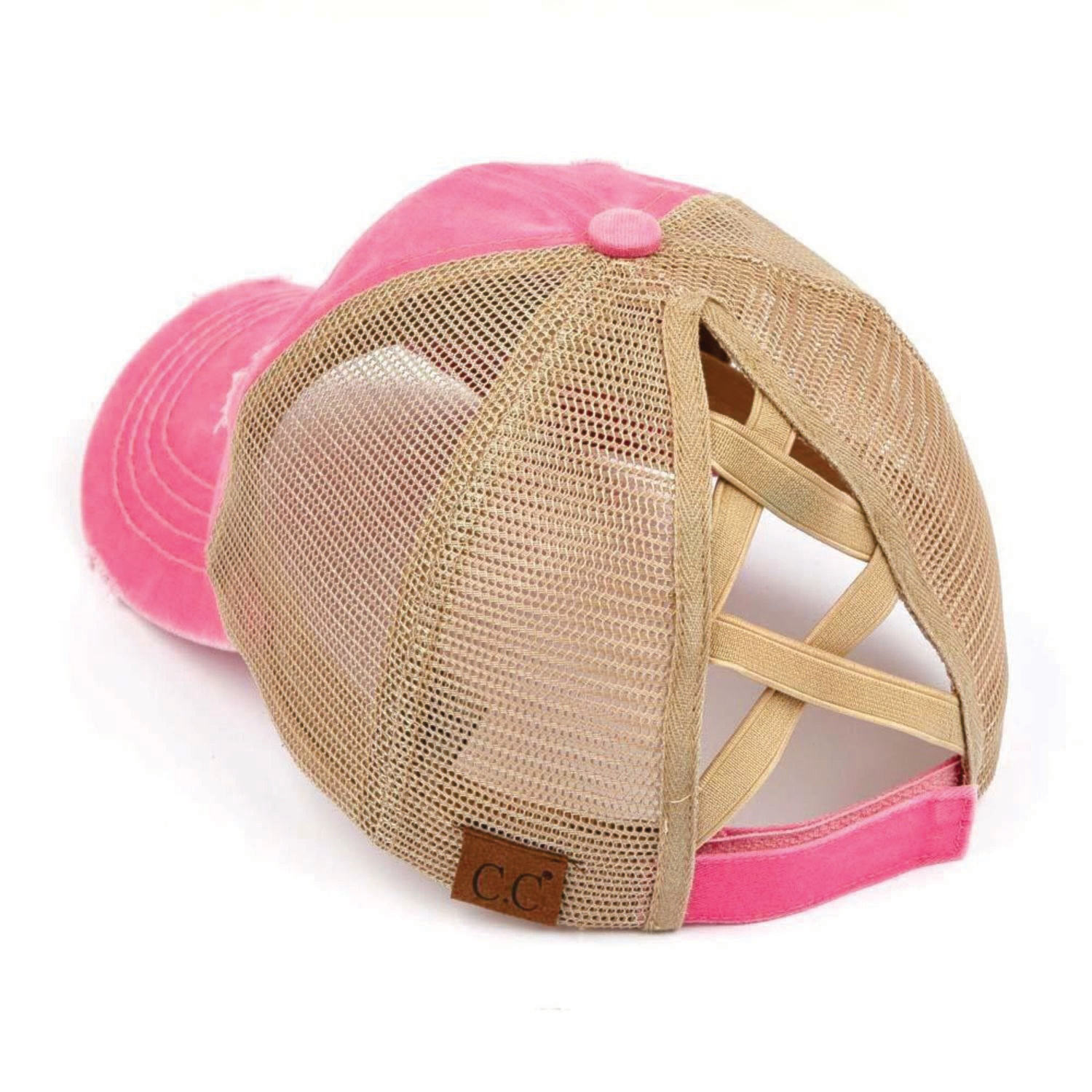C.C Pony Cap
Distressed Criss Cross Pony Cap with Mesh Back