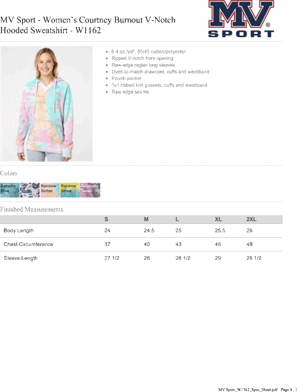 MV Sport - Women’s Courtney Burnout V-Notch Hooded Sweatshirt
