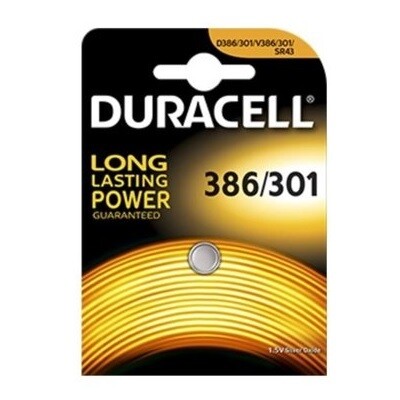 DURACELL KNOOPCEL 386/301/SR43 SILVER 1,5V DURACELL KNOOPCEL 386/301/SR43 SILVER 1,5V