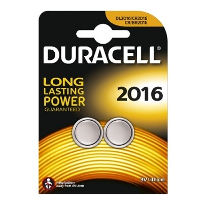 DURACELL 2X KNOOPCEL CR 2016 LITHIUM 3V DURACELL 2X KNOOPCEL CR 2016 LITHIUM 3V