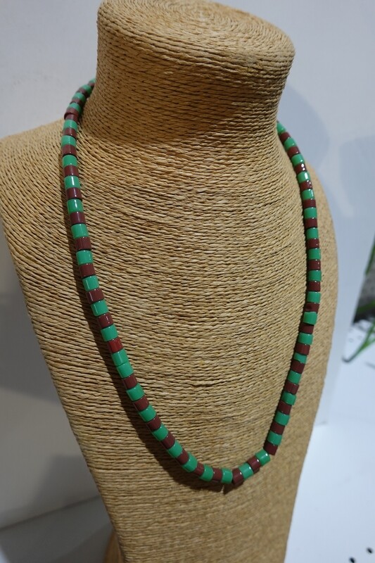 Bead Necklace or Bracelet - Shiny Bead - Cylinder Shaped (Medium Size)