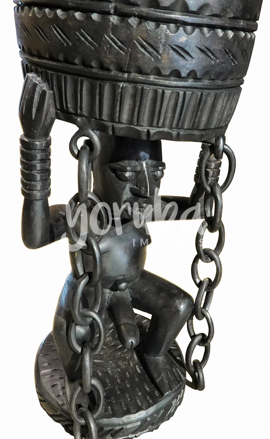 Wooden Ajere - Esu with Chain Links - Large, Type: Esu with Chain Links