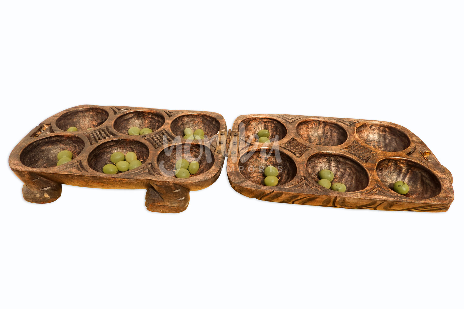 Wooden Game Board - Ayo Olopon - Tortoise Design 