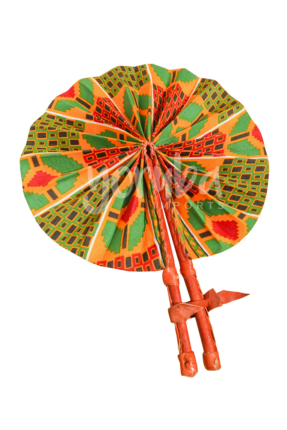 Fan - Accordion Fabric Top with Leather Handle, Design: Leather Fan