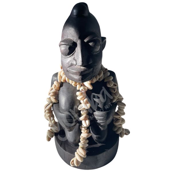 Wood Esu Aje with Cowries- Front Side View