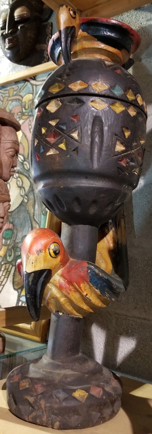 Wooden Ajere - Colorful Double Bird 