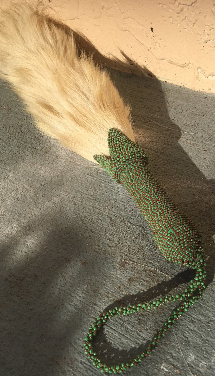 Irukere - Beaded Handle - Elite, Color: Green and Brown (Orunmila)